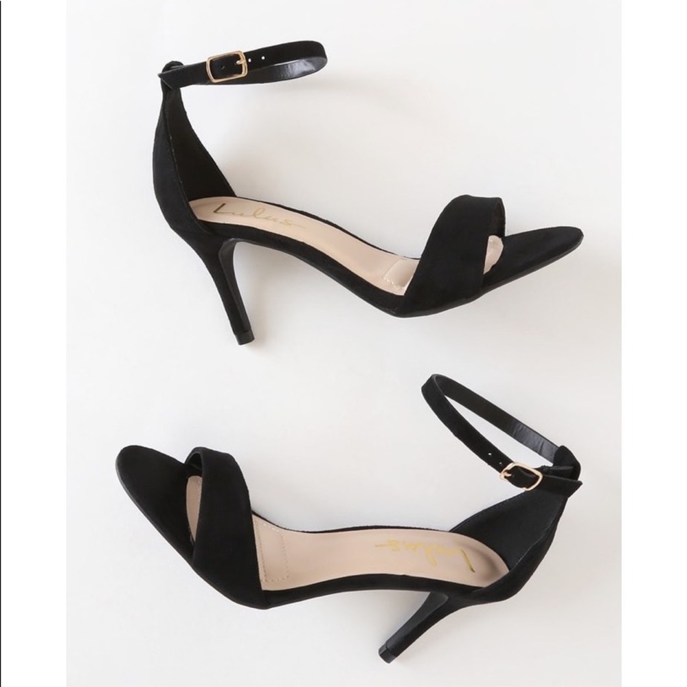LuLus Black Suede Ankle Strap Heels *Brand New*